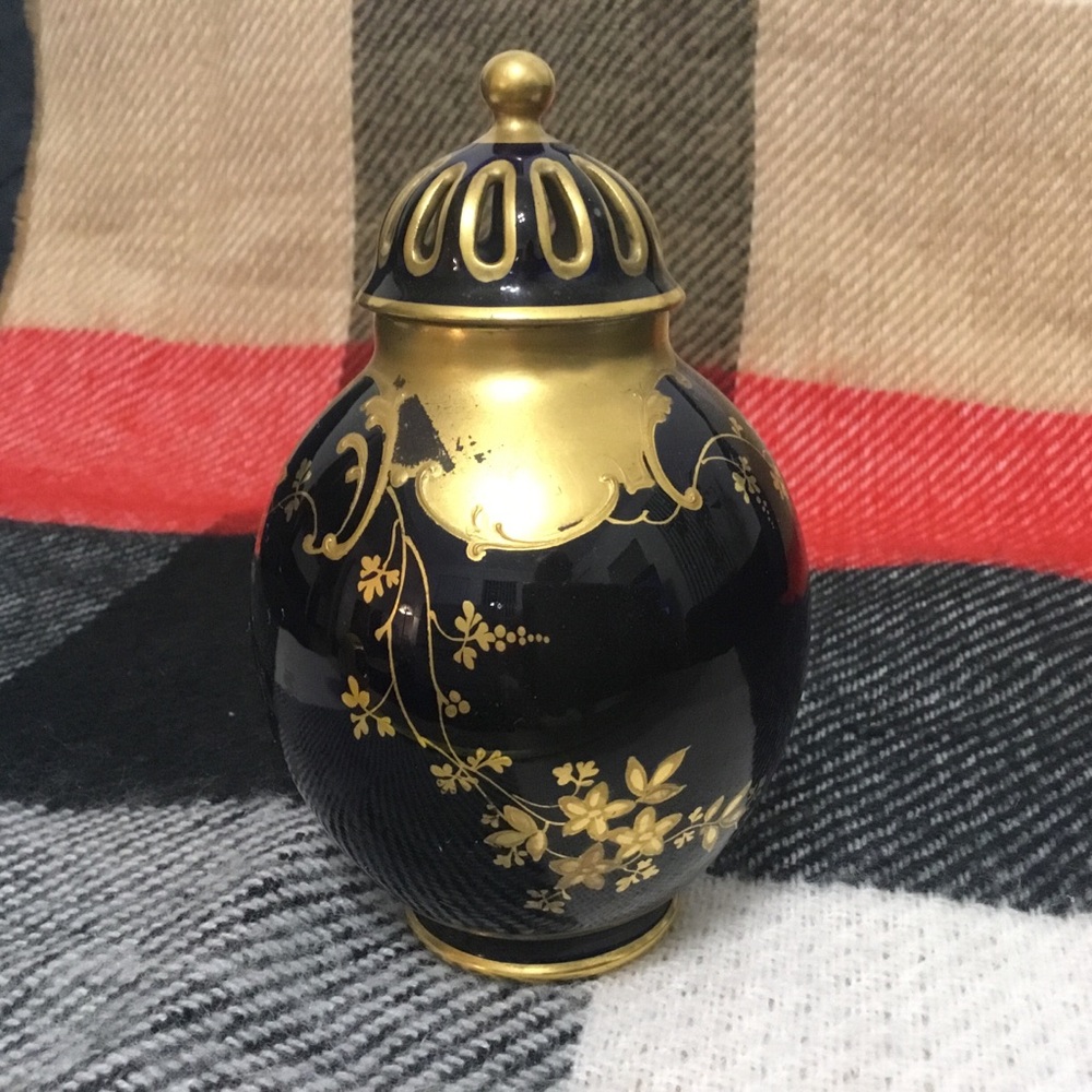 Antique M.Redon-Limoges Porcelain Urn-Impasto Raised Gold Enamel